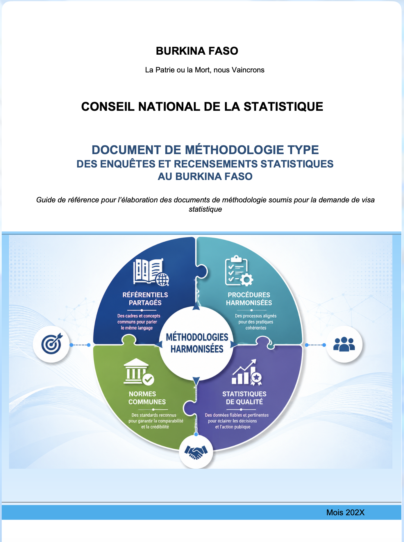 Couverture du document Guide de référence pour l’élaboration des documents de méthodologie soumis pour la demande de visa statistique